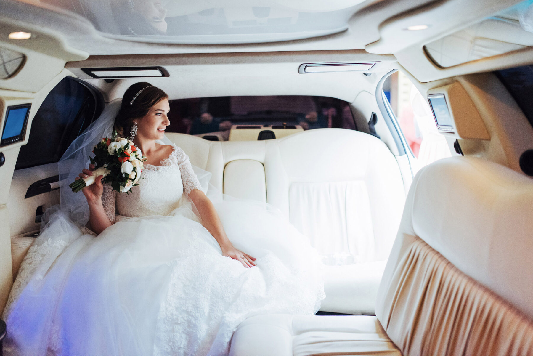 Intérieur cossu d'une limousine de prestige